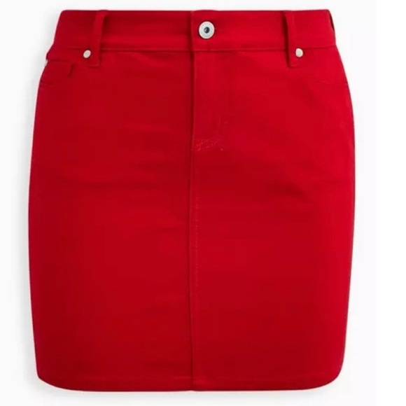 TORRID Denim Pencil Mini Skirt Ruby Red Size 22 NWOT Retro Y2K Indie Vintage - Picture 2 of 9